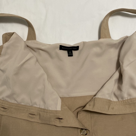 Banana Republic Linen Blend Button Down Beige Midi Dress - Picture 4 of 8